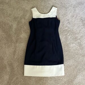 Datiani Petites Vintage Navy Blue and Cream Mini Dress, Size 4